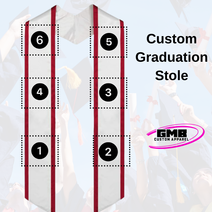Custom 72" Diagonally Cut Satin Graduation Stole.