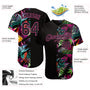 Custom Black Black-Pink 3D Pattern Design Tropical Palm Leaves Authentic Baseball Jersey