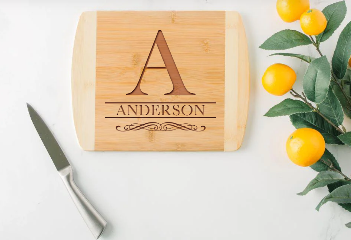 Personalized 8.5x11 Bamboo Cutting Board with Rounded Edge