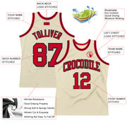Custom Cream Red-Black Authentic Throwback Basketball Jersey