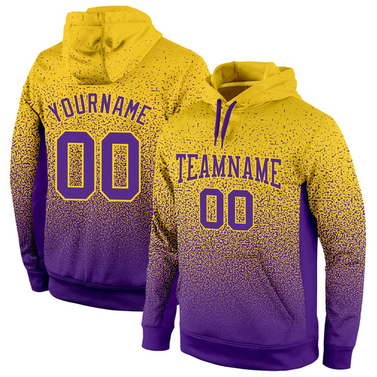 Custom Stitched Gold Purple Fade Fashion Sports Pullover Sweatshirt Hoodie