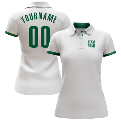 Custom White Kelly Green Performance Golf Polo Shirt