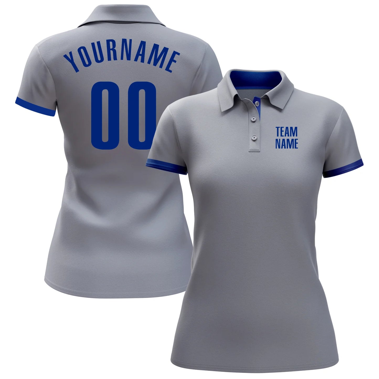 Custom Gray Royal Performance Golf Polo Shirt