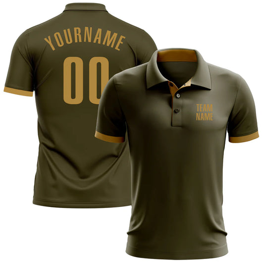 Custom Olive Old Gold Performance Salute To Service Golf Polo Shirt