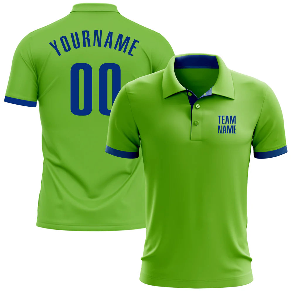 Custom Neon Green Royal Performance Golf Polo Shirt