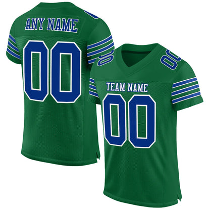 Custom Kelly Green Royal-White Mesh Authentic Football Jersey