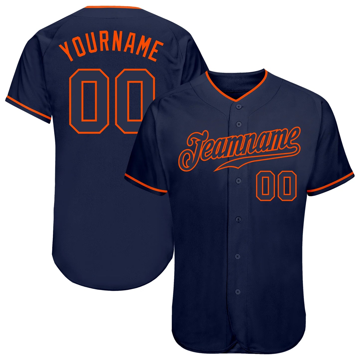 Custom Navy Navy-Orange Authentic Baseball Jersey