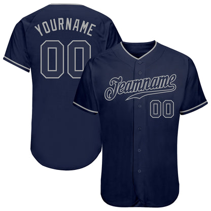 Custom Navy Navy-Gray Authentic Baseball Jersey