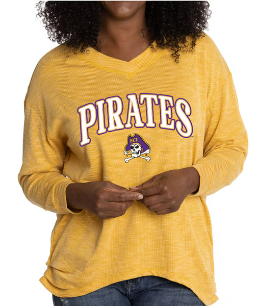 ECU PIRATES Bailey II Rib Knit V-Neck