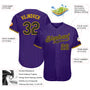 Custom Purple Black Pinstripe-Gold Authentic Baseball Jersey