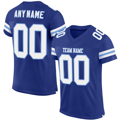 Custom Royal White-Light Blue Mesh Authentic Football Jersey