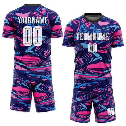 Custom Figure White-Pink Sublimation Soccer Uniform Jersey