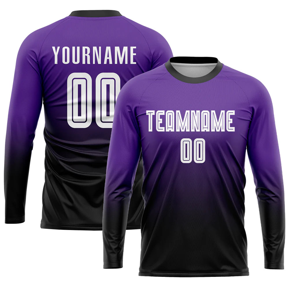 Custom Purple White-Black Sublimation Fade Fashion Soccer Uniform Jersey