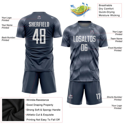 Custom Steel Gray White Sublimation Soccer Uniform Jersey