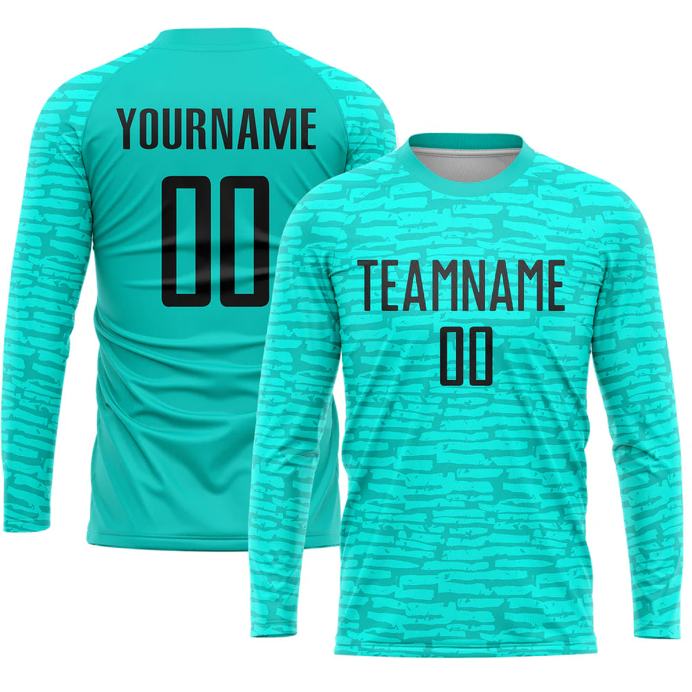 Custom Aqua Black Soccer Jersey - Sublimation Uniform