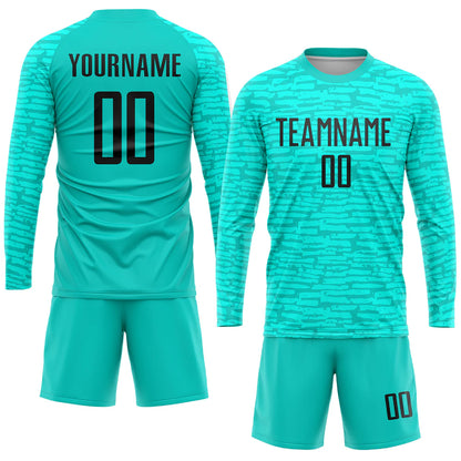 Custom Aqua Black Soccer Jersey - Sublimation Uniform