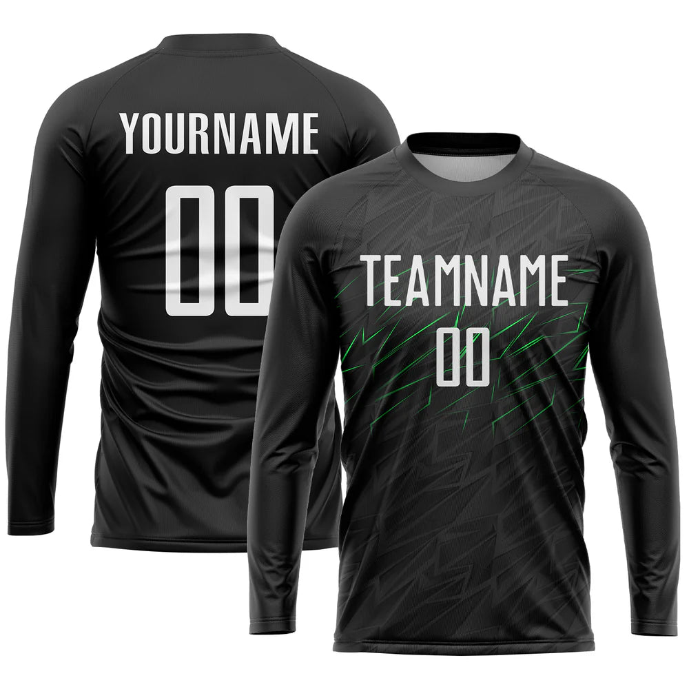 Custom Black White-Neon Green Sublimation Soccer Uniform Jersey