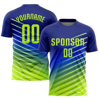 Custom Royal Neon Green Sublimation Soccer Uniform Jersey