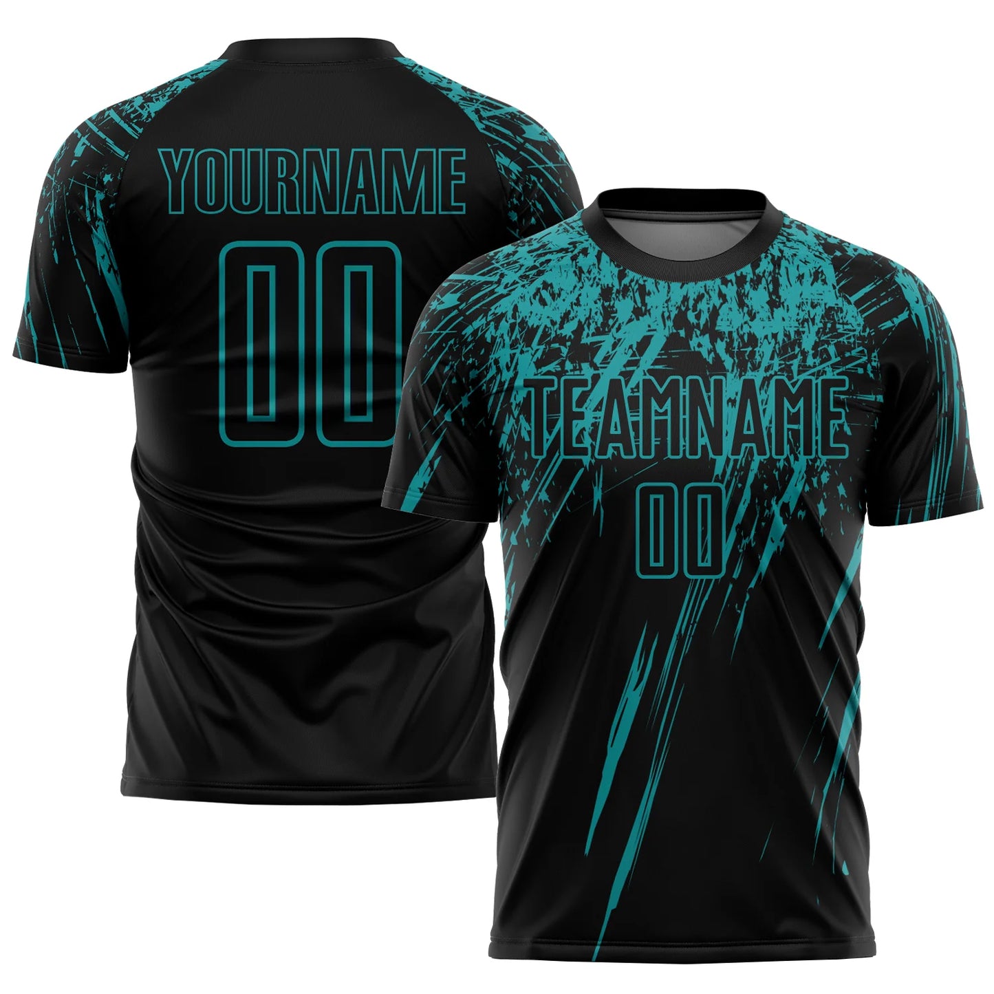 Custom Black Teal Sublimation Soccer Uniform Jersey