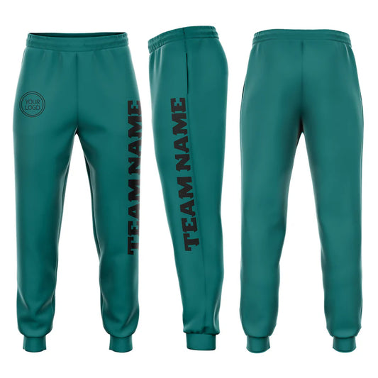 Unisex Custom Aqua Black Fleece Jogger Sweatpants