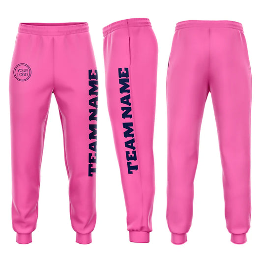 Custom Pink Navy Fleece Jogger Sweatpants