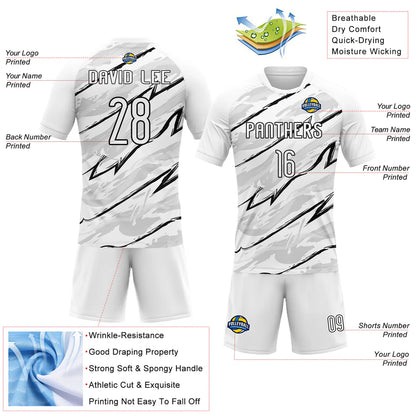 Custom White Black Abstract Brush Sublimation Volleyball Uniform Jersey