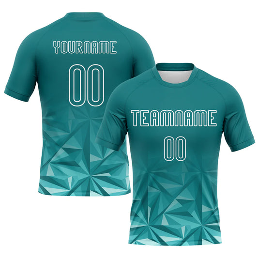 Custom Midnight Green White Geometric Shape Sublimation Volleyball Uniform Jersey