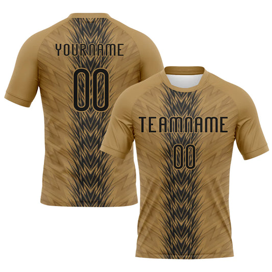 Custom Old Gold Black Arrow Shape Sublimation Volleyball Uniform Jersey