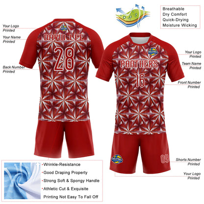 Custom Red White Geometric Shape Sublimation Volleyball Uniform Jersey
