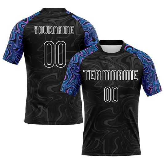 Custom Black Powder Blue Pink-Purple Liquid Fluid Sublimation Volleyball Uniform Jersey