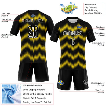 Custom Black Gold-White Zigzag Sublimation Volleyball Uniform Jersey