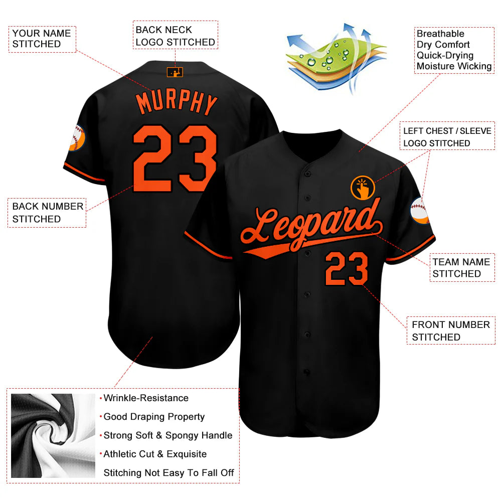 Custom Black Orange Baseball Jersey