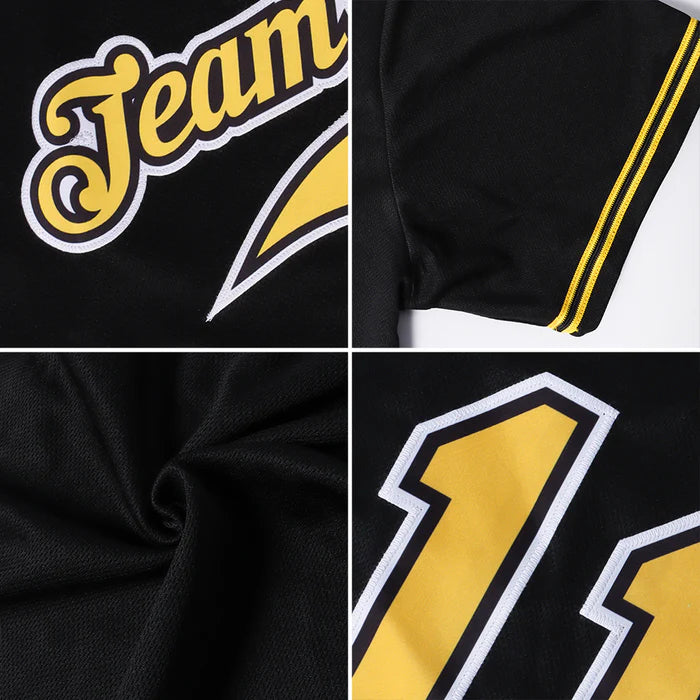 Custom Black Black-Old Gold Authentic Baseball Jersey