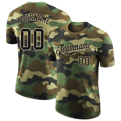 Custom Camo Black-Cream Performance Salute To Service T-Shirt