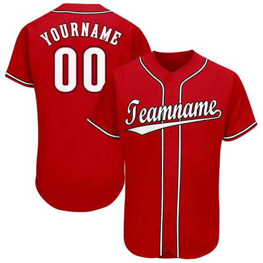 Custom Red White-Black Baseball Jersey