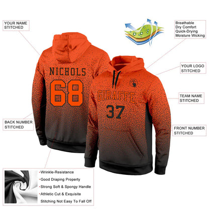 Custom Stitched Black Orange Fade Fashion Sports Pullover Sweatshirt Hoodie