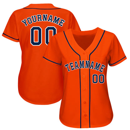 Custom Orange Navy-White Baseball Jersey