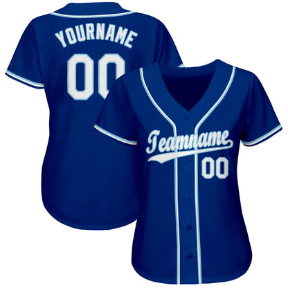 Custom Royal White-Light Blue Baseball Jersey