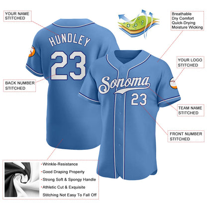 Custom Light Blue White-Royal Authentic Baseball Jersey