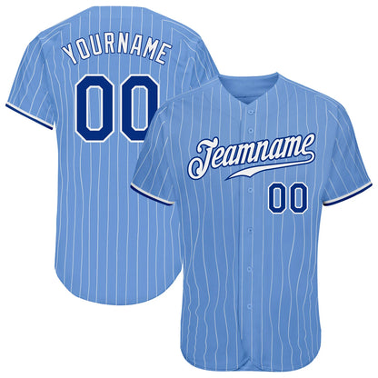 Custom Light Blue White Pinstripe Royal-White Authentic Baseball Jersey