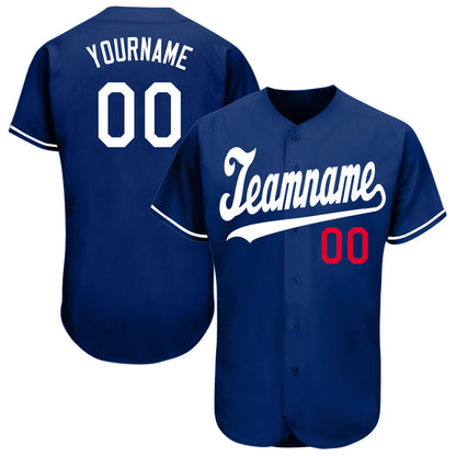 Custom Royal White-Red Baseball Jersey