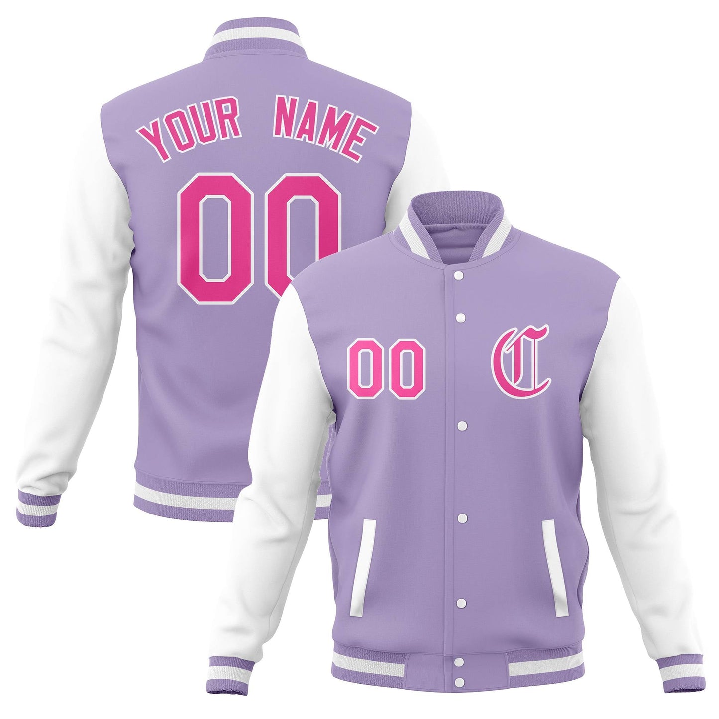 Custom Varsity Letterman Jackets Personalized Baseball Coats Full-Snap with Raglan Sleeves
