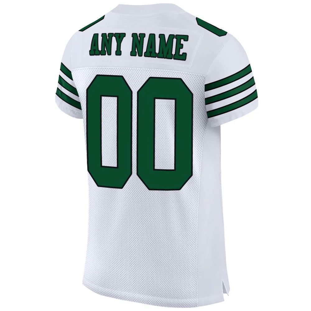 Custom White Gotham Green-Black Mesh Authentic Football Jersey