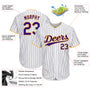 Custom White Purple Pinstripe Purple-Gold Authentic Baseball Jersey