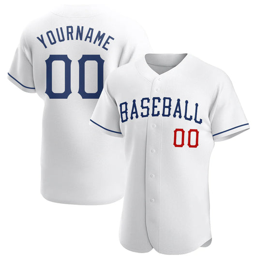 Custom White Royal-Red Authentic Baseball Jersey