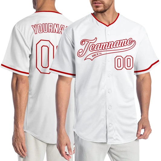 Custom White White-Red Authentic Baseball Jersey